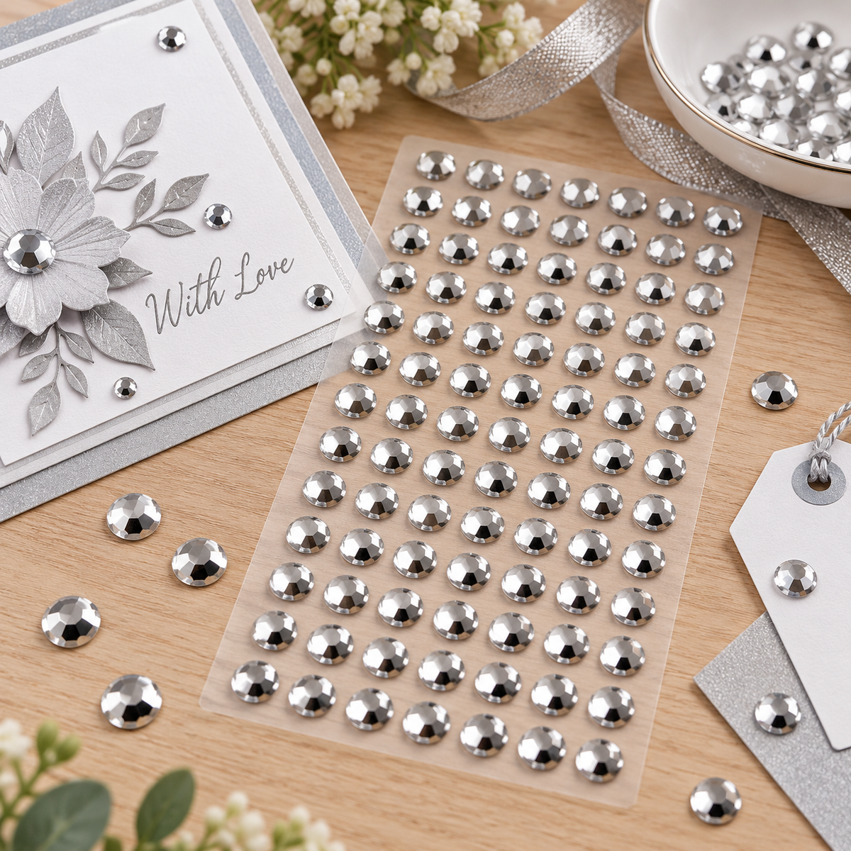 Simply Creative 10mm Gems - Silver - 120 Pieces
