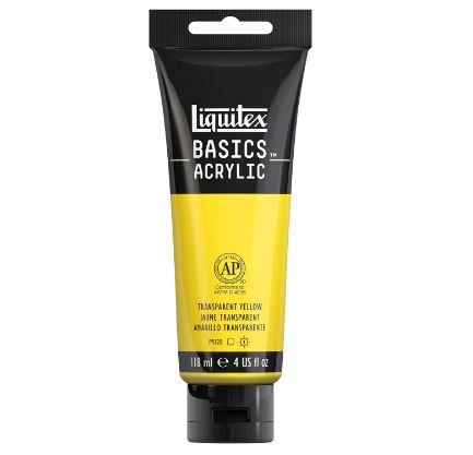 LIQUITEX BASICS ACRYLIC COLOUR 118ML TBE TRANSPARENT YELLOW