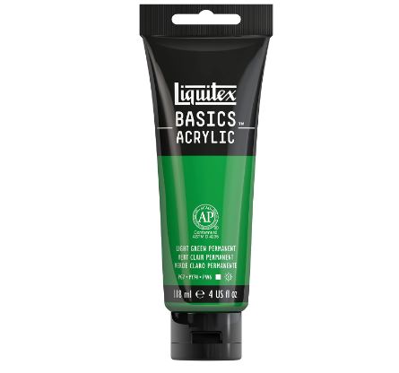 LIQUITEX BASICS COLOUR 118ML TUBE GREEN LIGHT PERMANENT