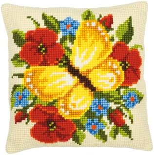 Vervaco Cross Stitch Cushion Yellow Butterfly