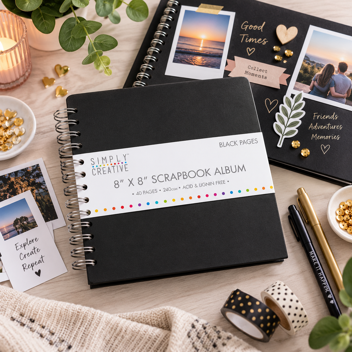 Simply Creative Album 8x8 - Plain Black