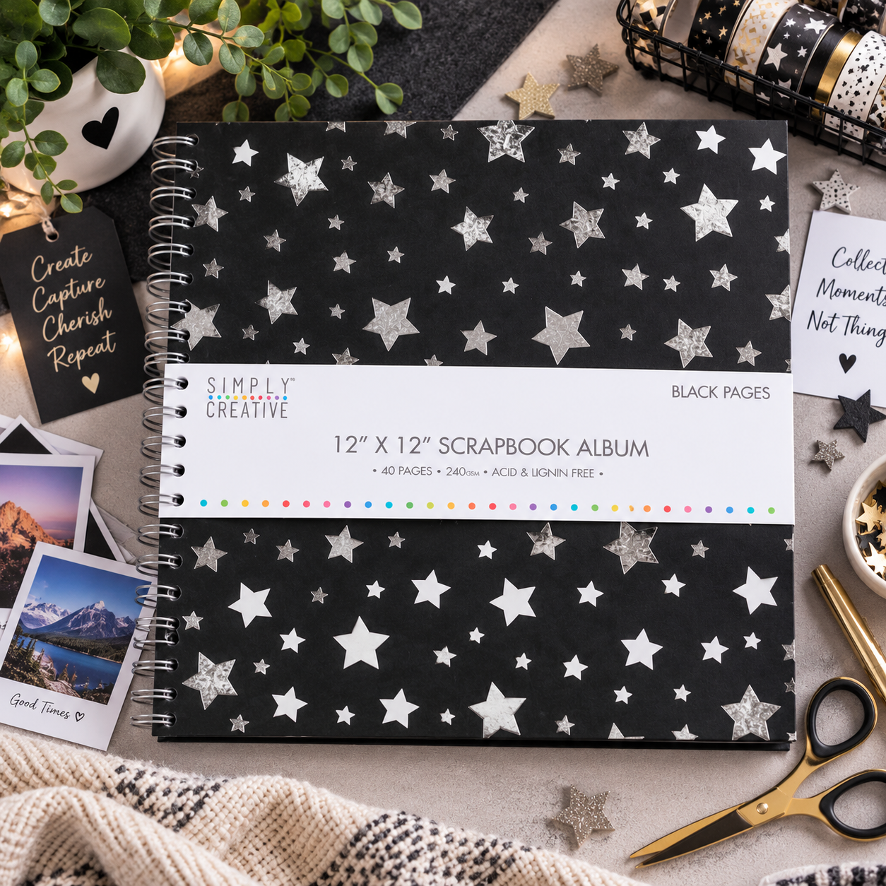 Simply Creative Album 12x12 - Black with Stars