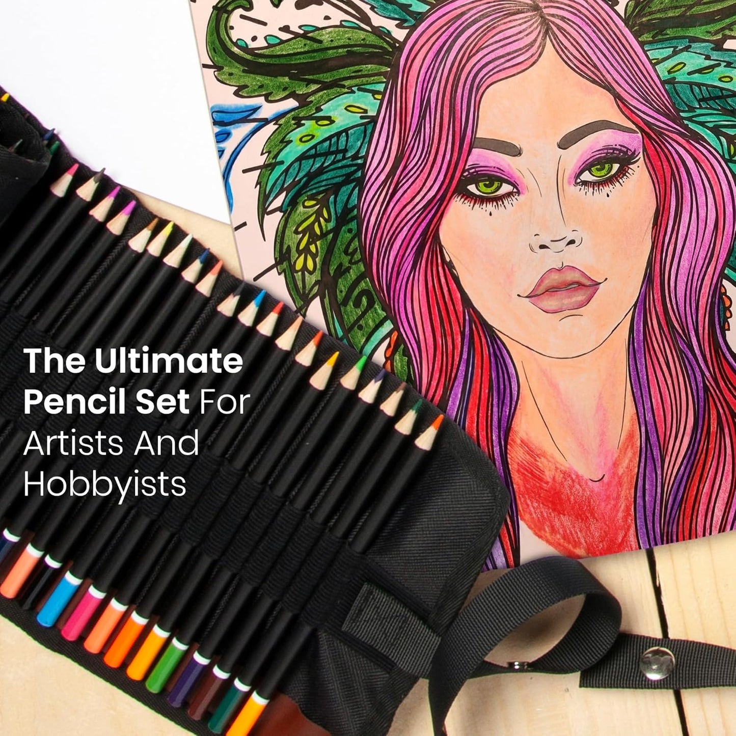 Artistik 47 Piece Coloring Pencil Wrap Set – Drawing & Sketching Kit
