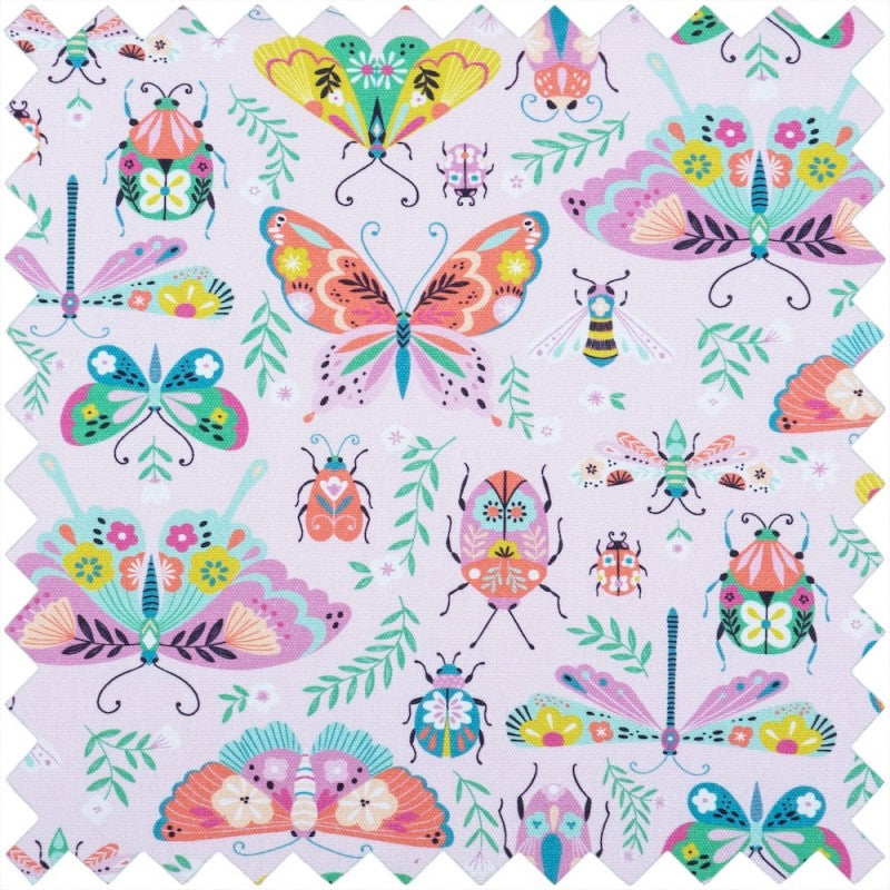 Hobby Gift Knitting Bag – Embroidered Bugs & Butterflies – Cotton Storage with Yarn Eyelet