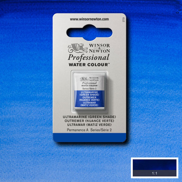 Winsor & Newton Ultramarine Green Shade Half Pan - S2 Professional Watercolour - Winsor & Newton at DRK Crafts