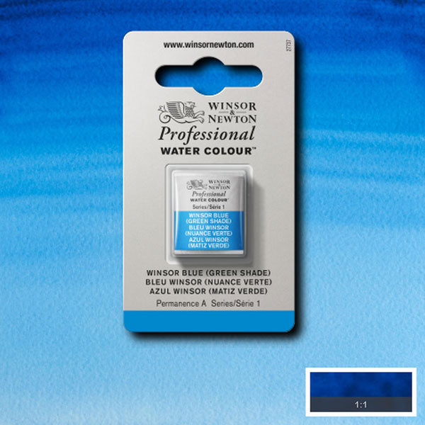 Winsor Blue Green Shade Half Pan - S1 Professional Watercolour - Winsor & Newton at DRK Crafts