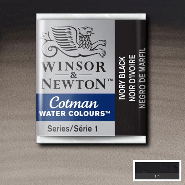 Winsor & Newton Cotman Watercolour Half Pan Ivory Black - Winsor & Newton at DRK Crafts