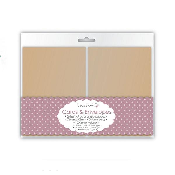 Dovecraft Dovecraft 20 Mini Kraft 74mm x 105mm Cards & Envelopes