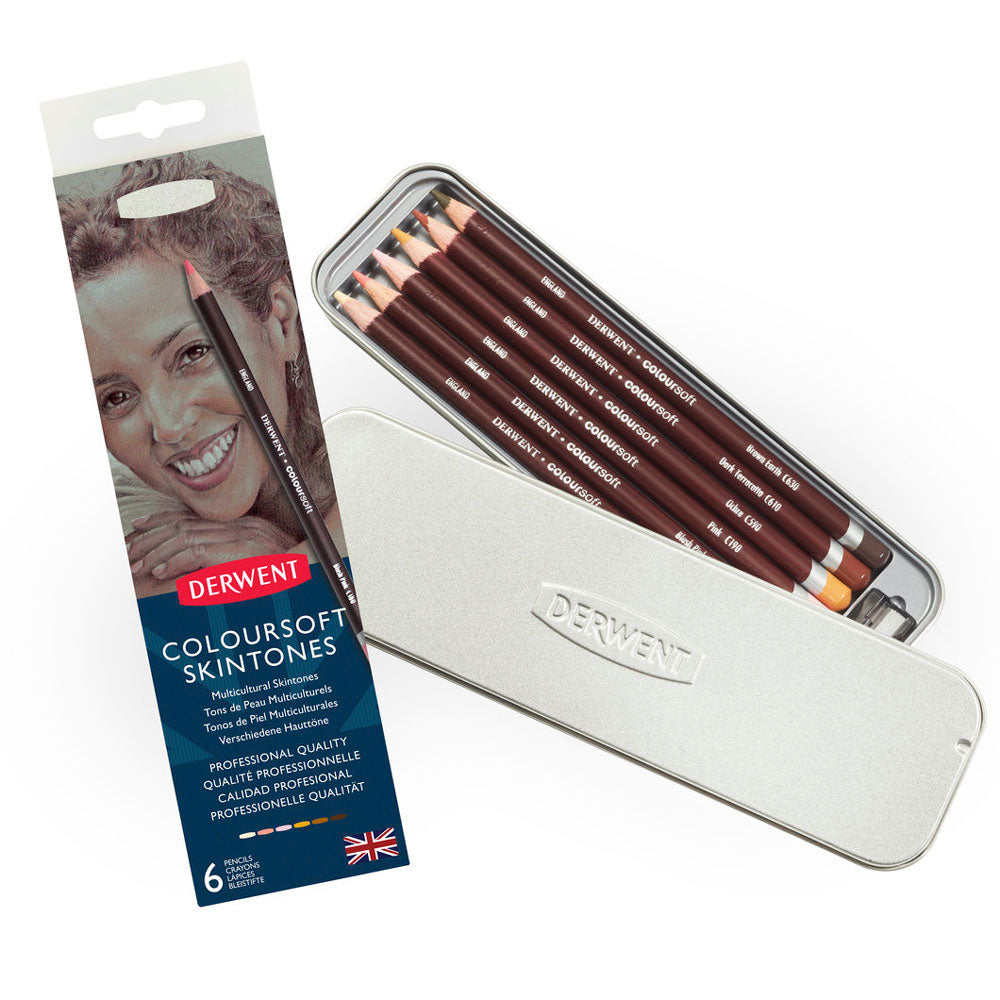 Derwent Coloursoft Portrait Pencils Tin Of 6