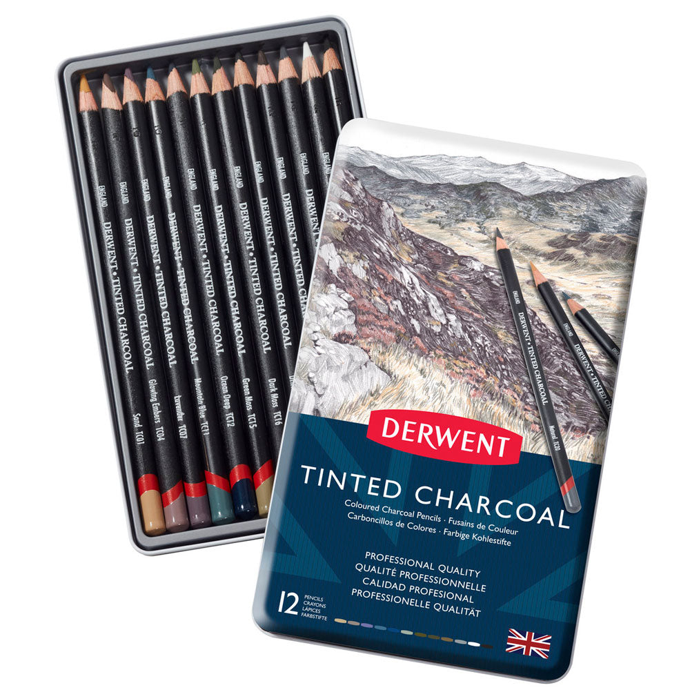 Derwent Tinted Charcoal Tin Of 12