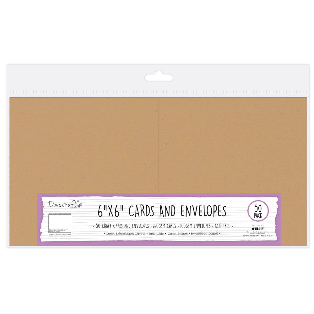 Dovecraft Dovecraft Essentials Cards and Envelopes 50 pack 6x6 - Kraft