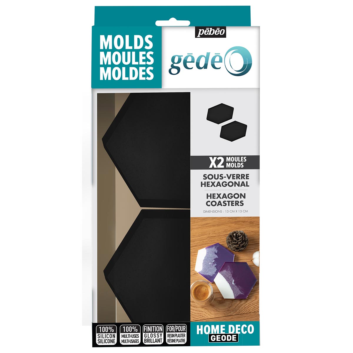 Pebeo Gedeo Silicon Mould - Hexagonal Coaster X 2