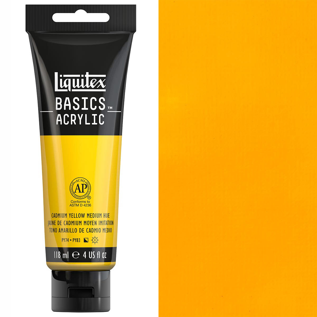 Liquitex - Basics - 118ml Acrylic Paint Cadmium Yellow Medium Hue