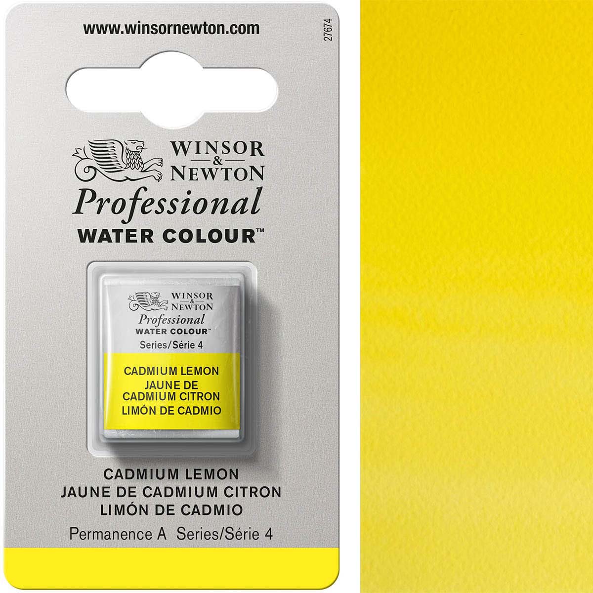 Winsor & Newton Cadmium Lemon Half Pan - S4 Professional Watercolour - Winsor & Newton at DRK Crafts