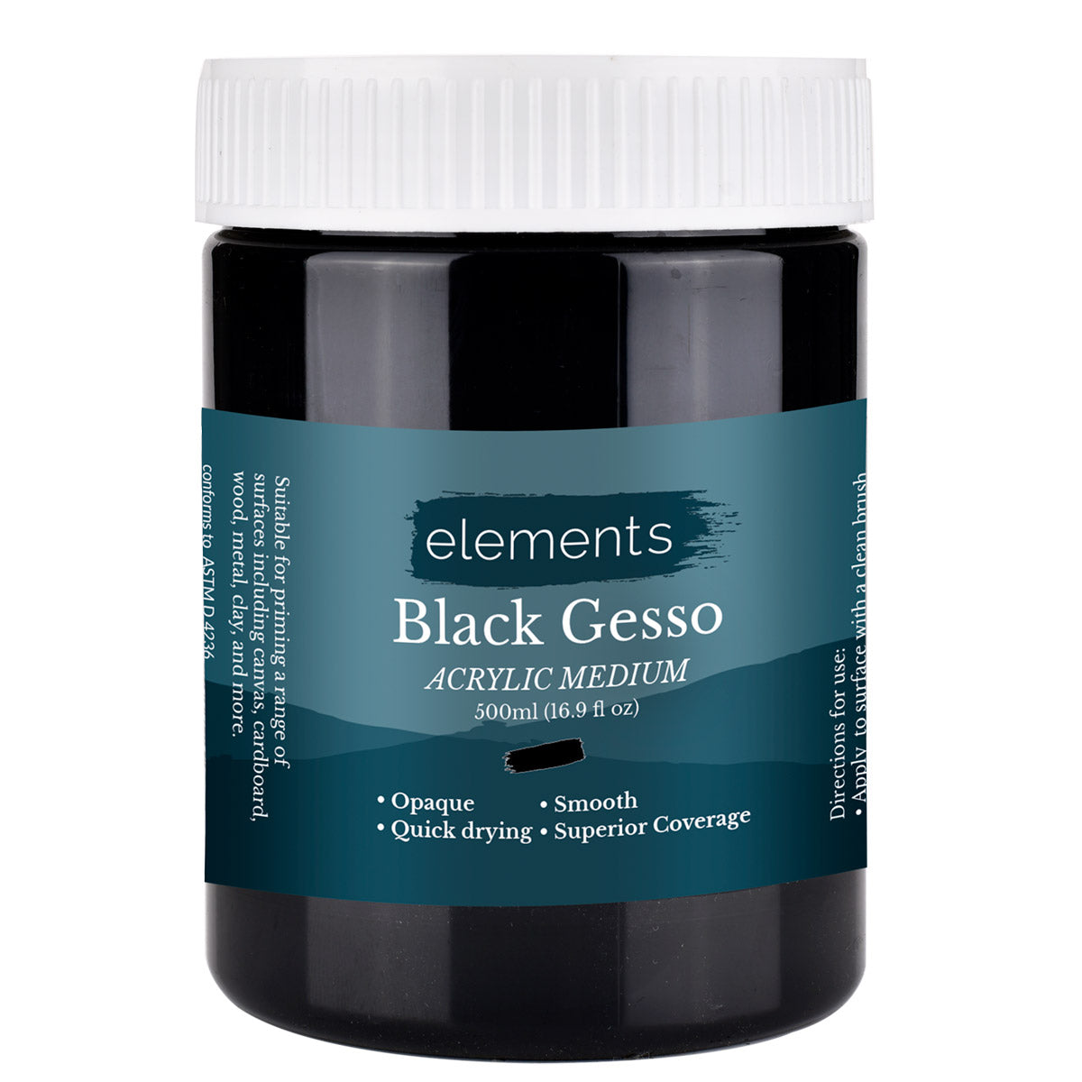 Elements Black Gesso 500ml – Art & Craft Essential