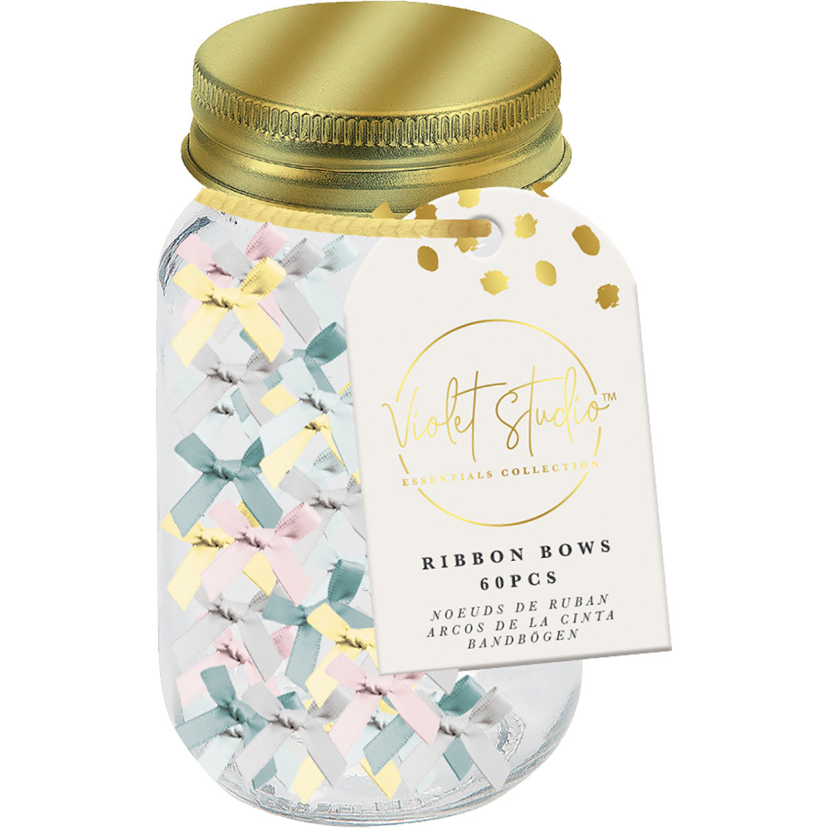Crafter's Companion Violet Studio Ribbon Bow Jar - Pastels - 60 Piece