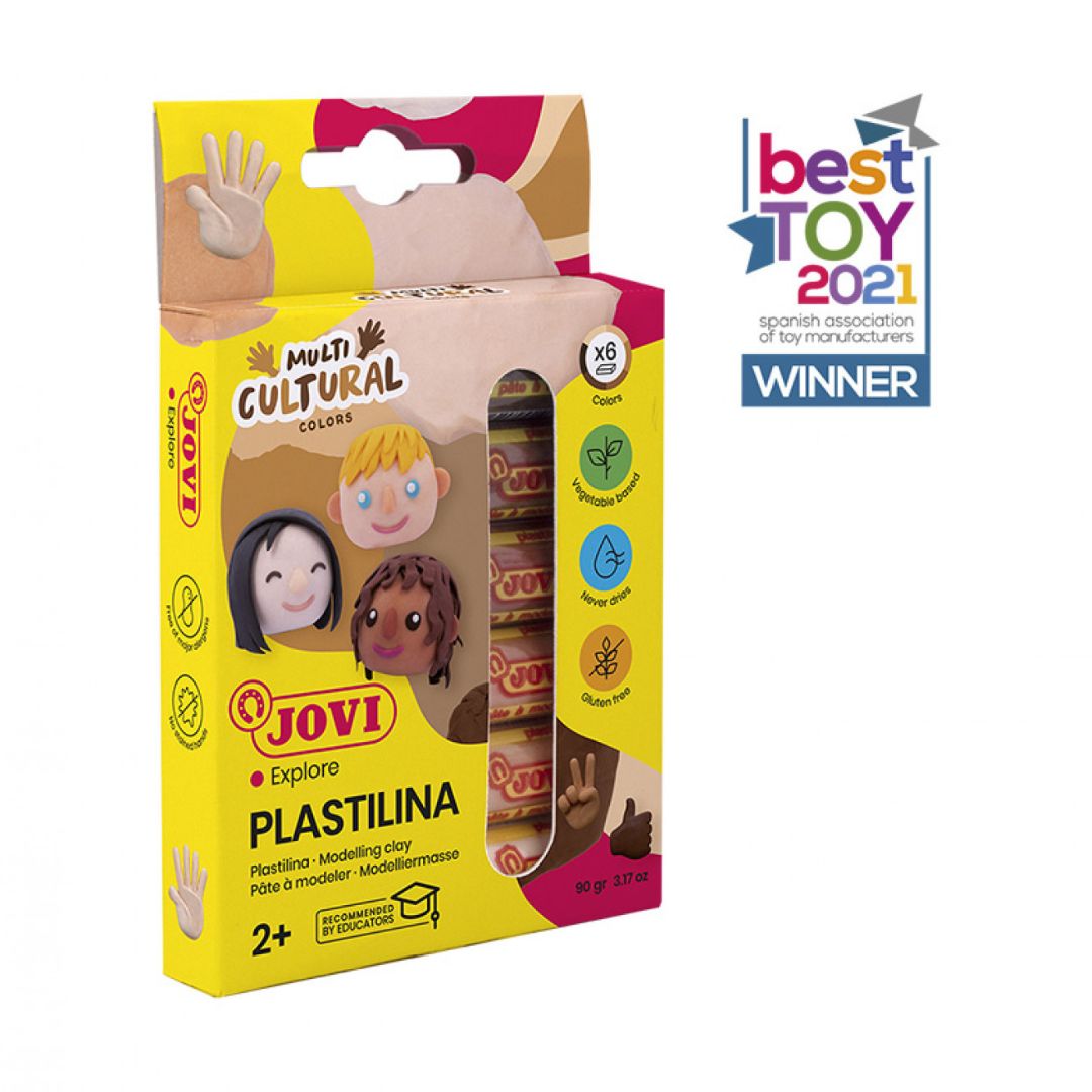 Jovi Plastilina Modelling Clay – 6 x 15 g Bars, Multicultural Colours