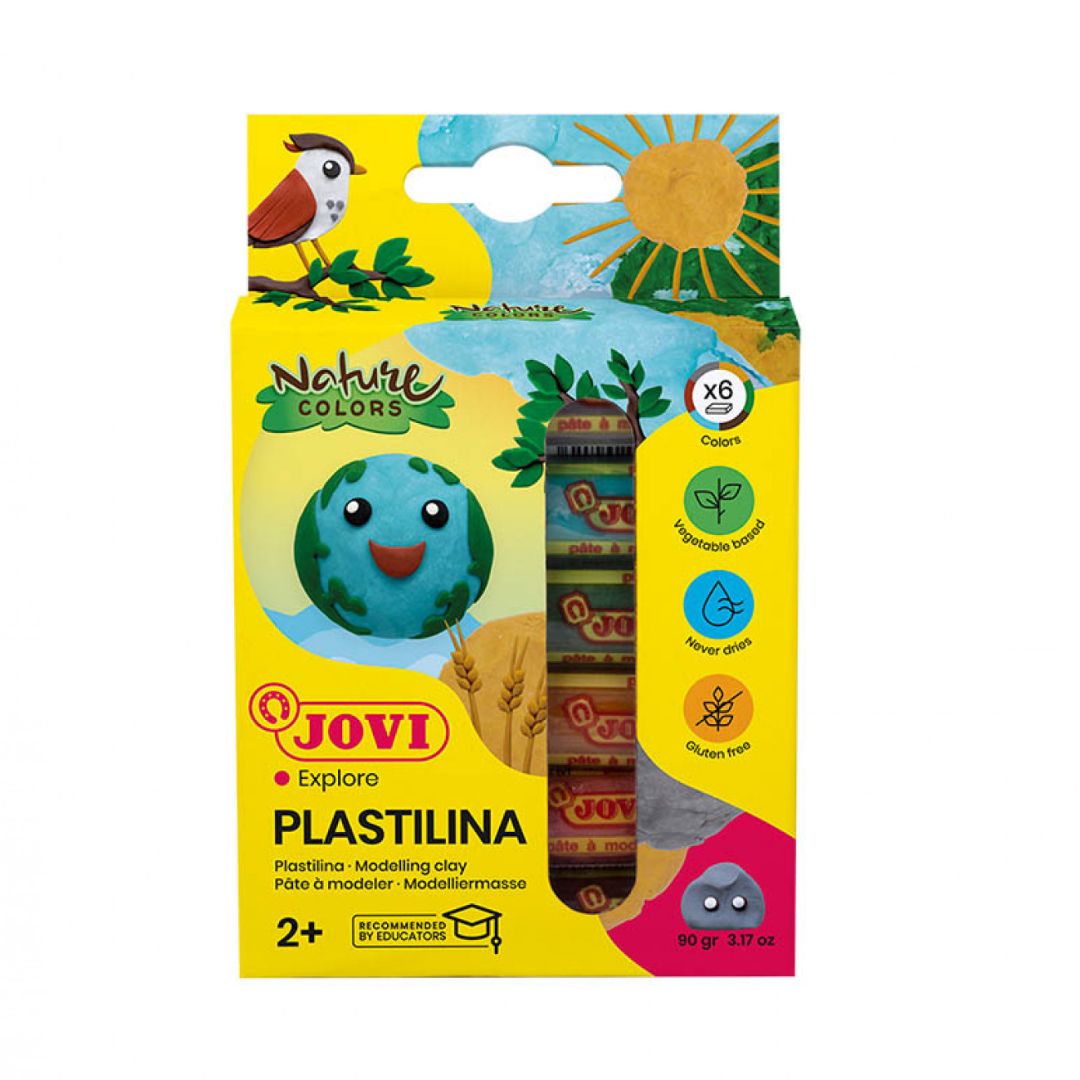 Jovi Plastilina Modelling Clay – Box of 6 Bars – 15g – Nature Colours