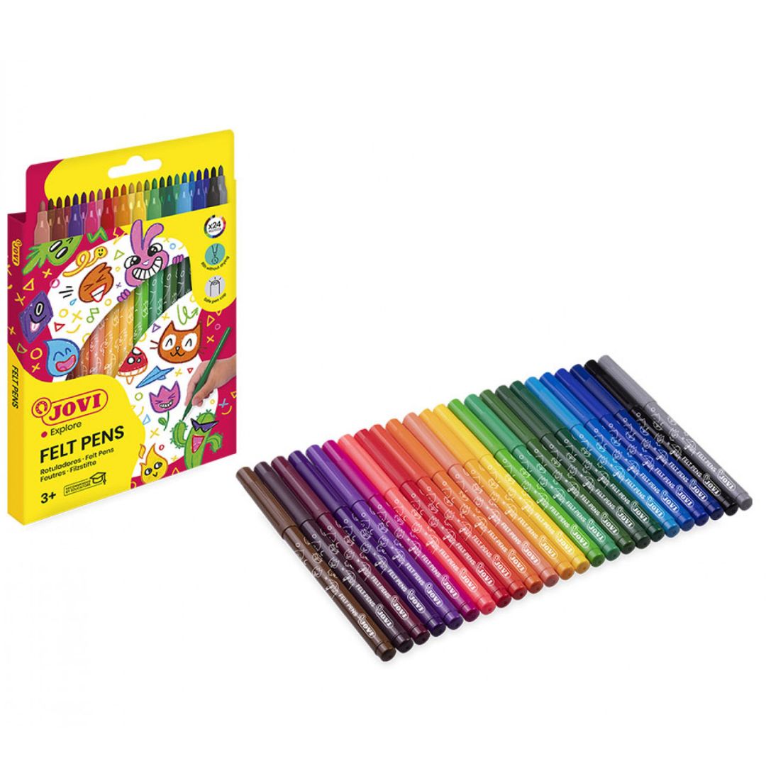 Jovi Washable Felt-Tip Pens – Case of 24 – Assorted Colours