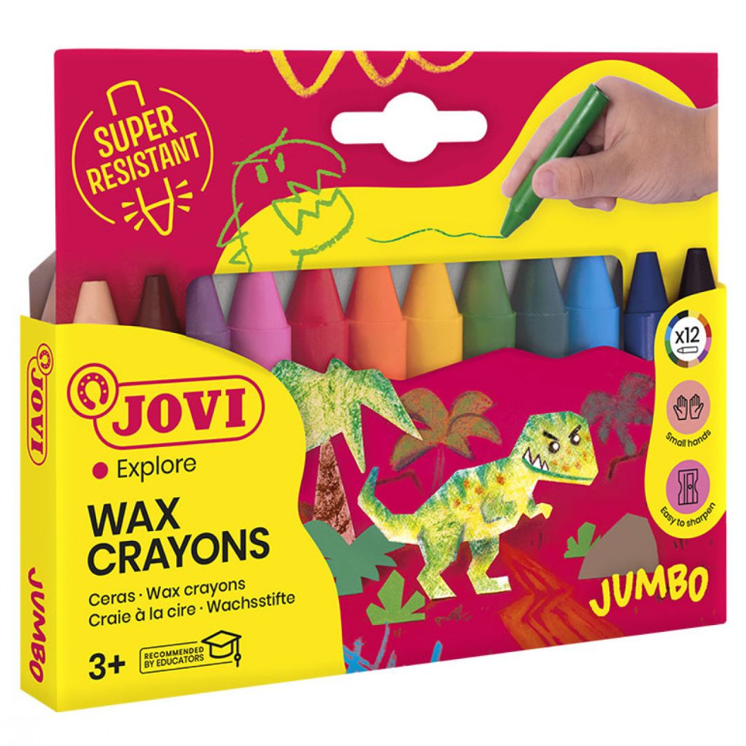 Jovi Wax Crayons Jumbo – Case of 12 – Assorted Colours