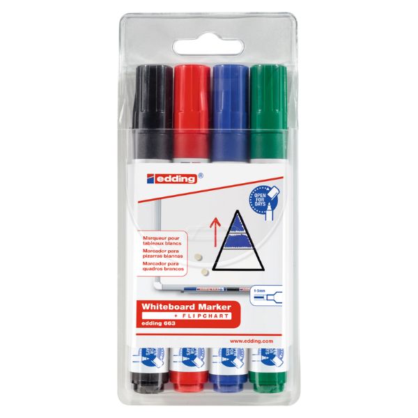 Edding 661 Whiteboard Marker – 2mm – Set of 4 by Edding