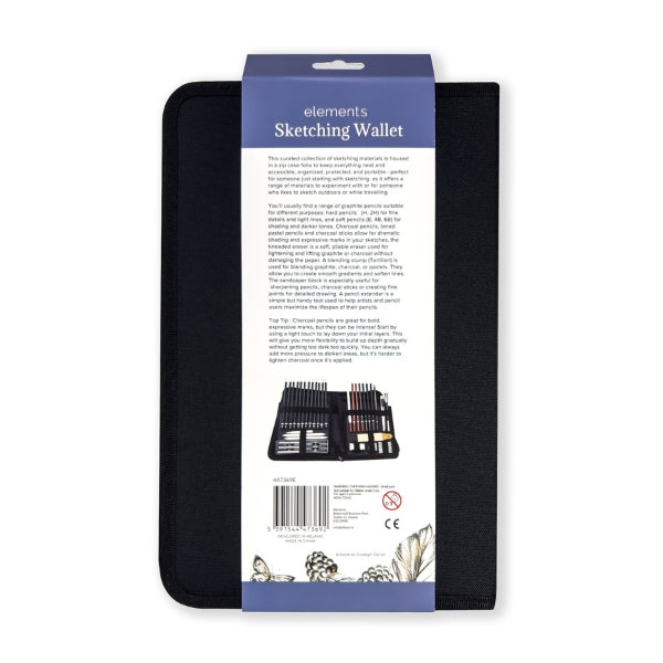 Elements Sketching Zip Wallet 36 piece Set – Artist Brush Wallet Set
