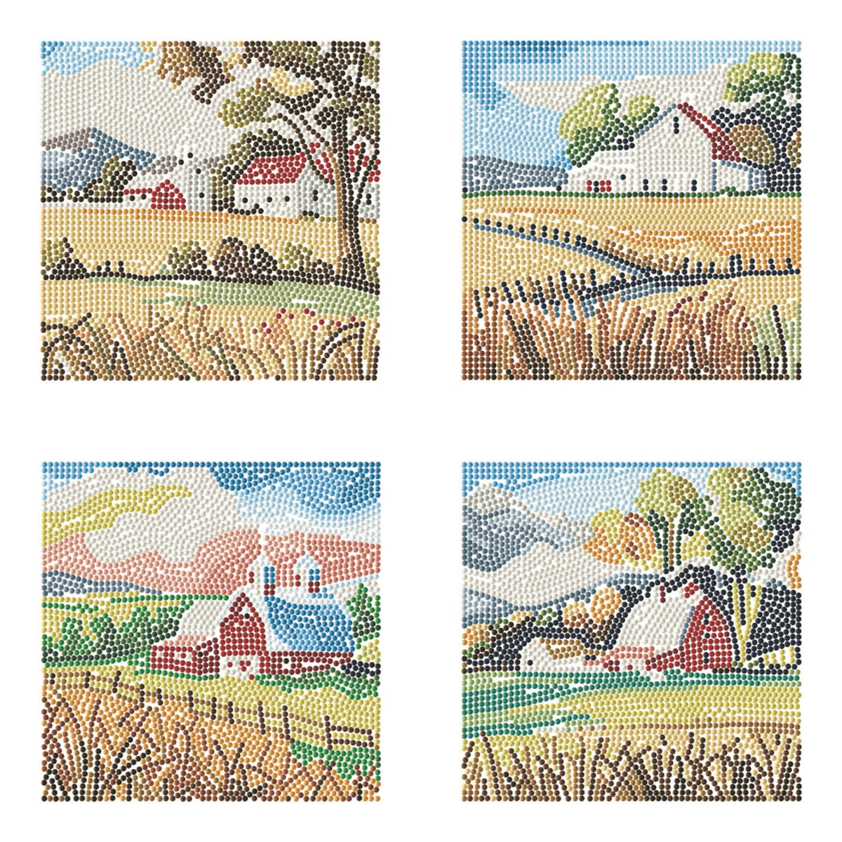 Diamond Dotz Mini Dotz Set – Countryside Views – 4 Pack (13 x 13cm)