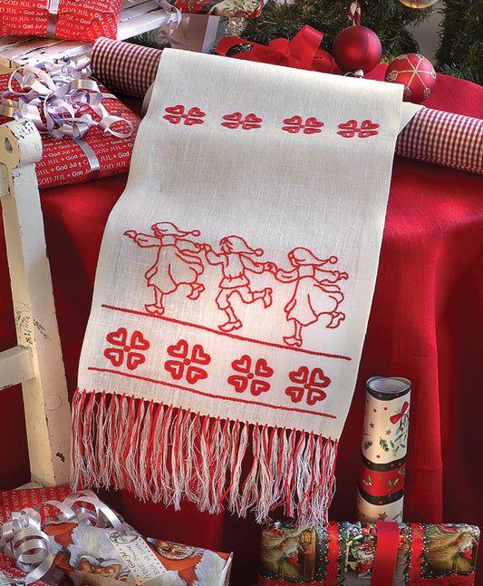Anchor Embroidery Table Runner Kit Dancing Santa