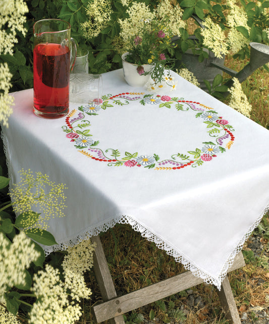 Anchor Embroidery Table Cloth Kit Summer Flower