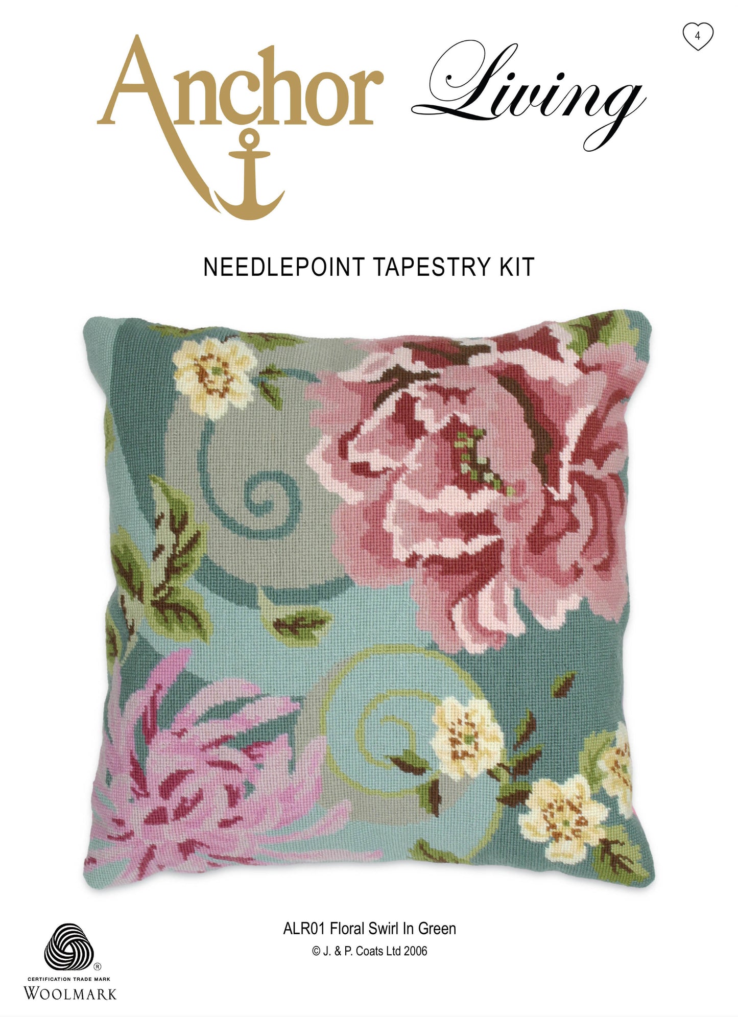 Anchor Tapestry Cushion Kit Floral Swirl in Green