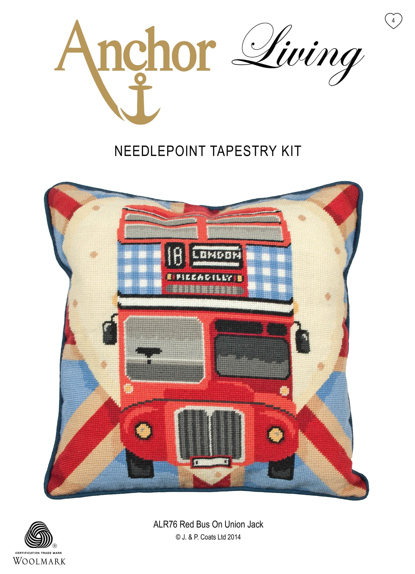 Anchor Tapestry Cushion Kit Red Bus on Union Jack