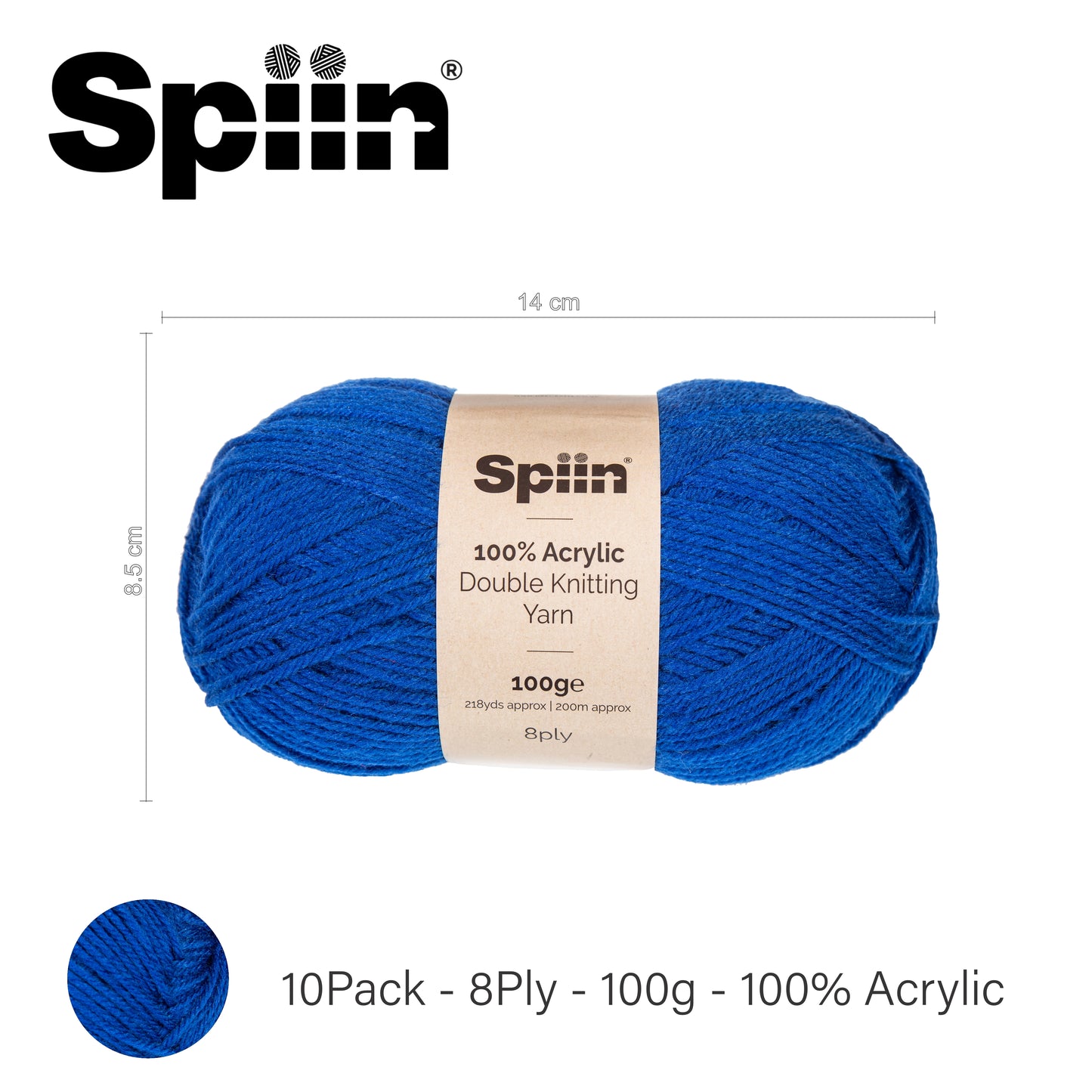Spiin High Quality Double Knit Yarn - 10x100g Balls Royal Blue