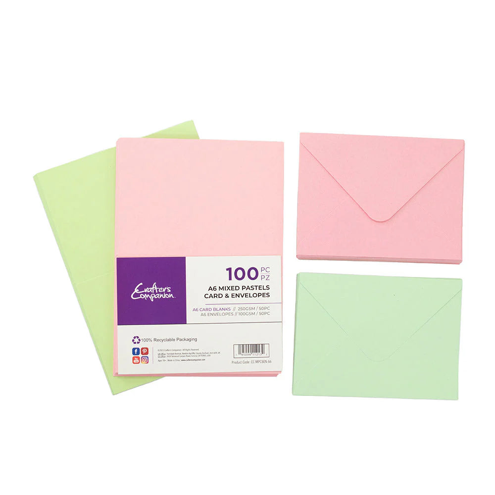 Crafter's Companion - A6 Mixed Pastels Card & Envelopes 100pc