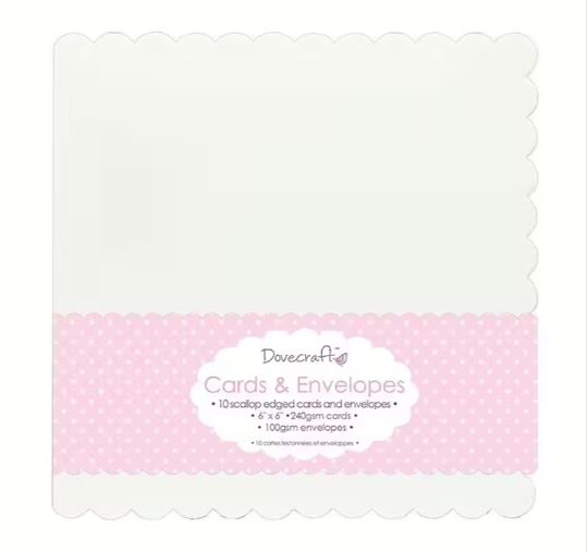 Dovecraft 10 Die Cut Scallop Edged 6x6 Cards & Envelopes