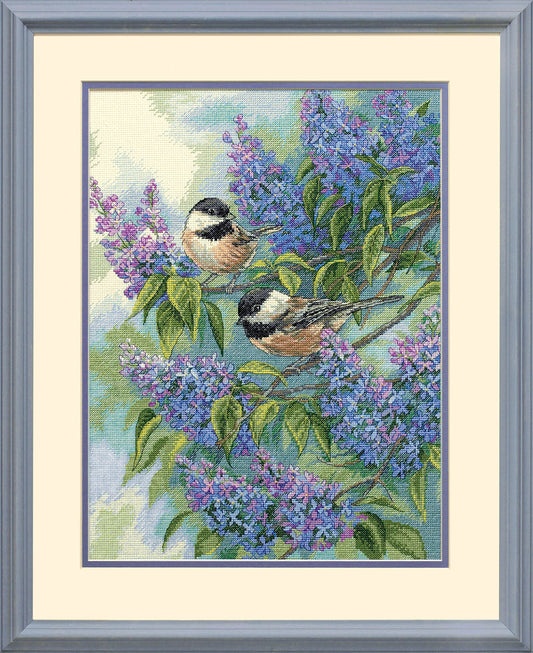Dimensions Counted Cross Stitch Kit Chickadees and Lilacs