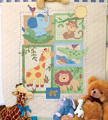 Dimensions Stamped Cross Stitch Quilt Kit Savannah Animals