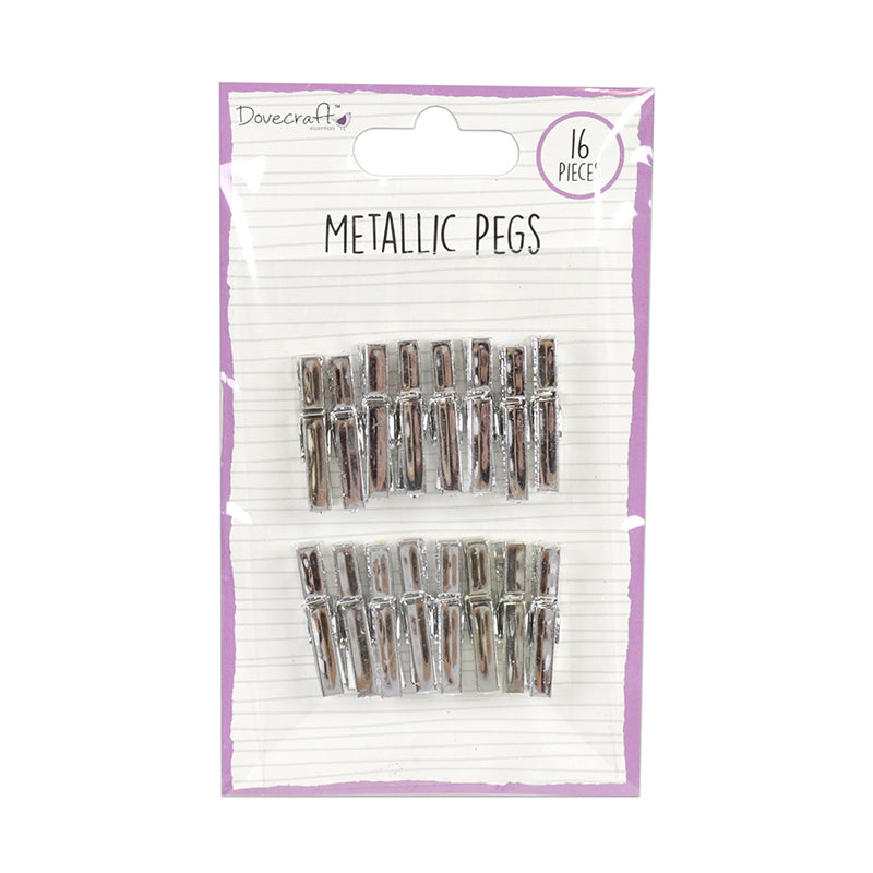 Dovecraft Essentials Metallic Pegs - Silver