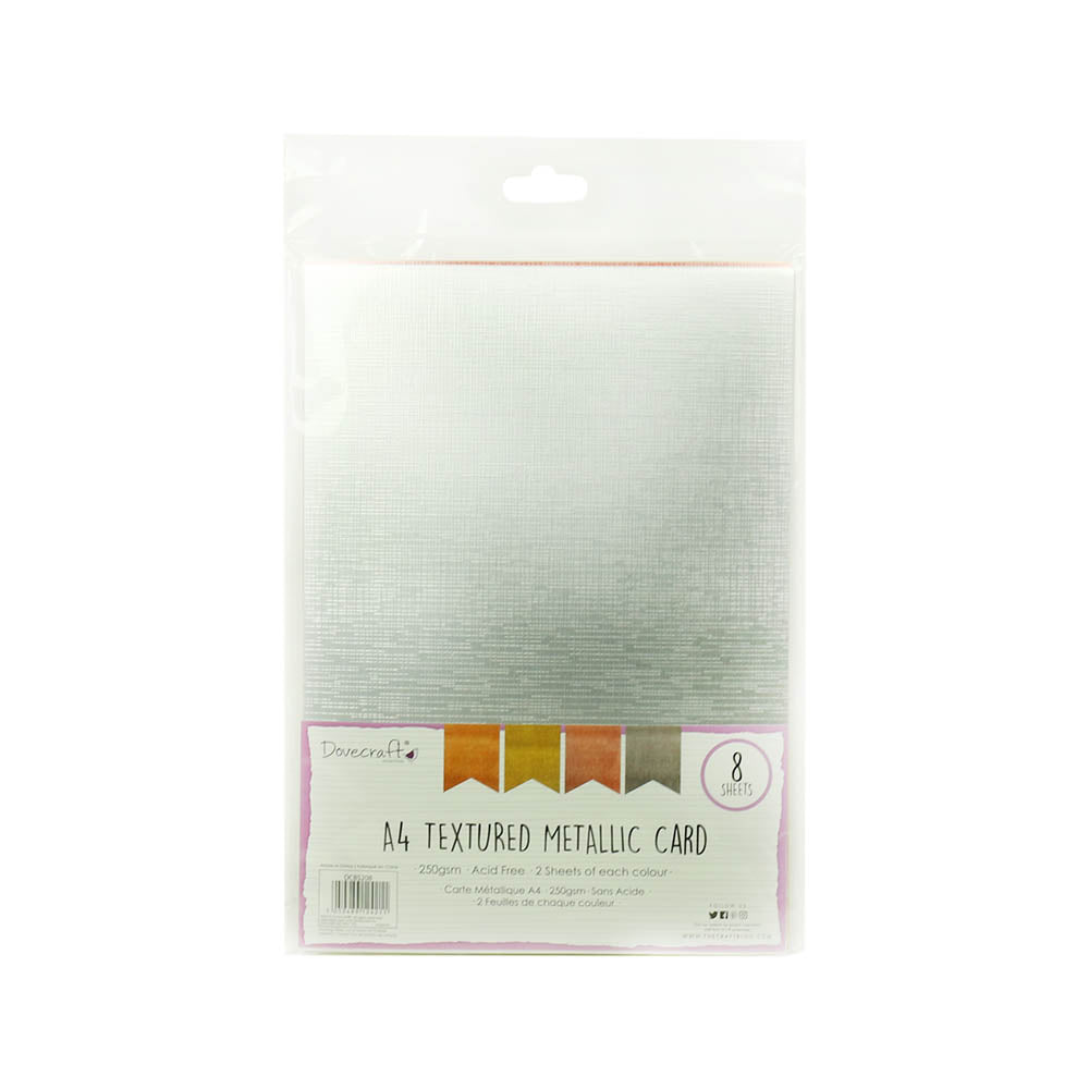 Dovecraft Metallic Textured A4 Card 8 Shee - 8 Pack