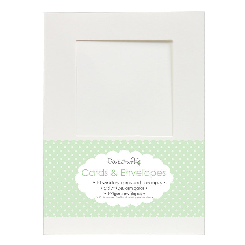 Dovecraft 10 Square Window 5x7 Cards & Envelopes