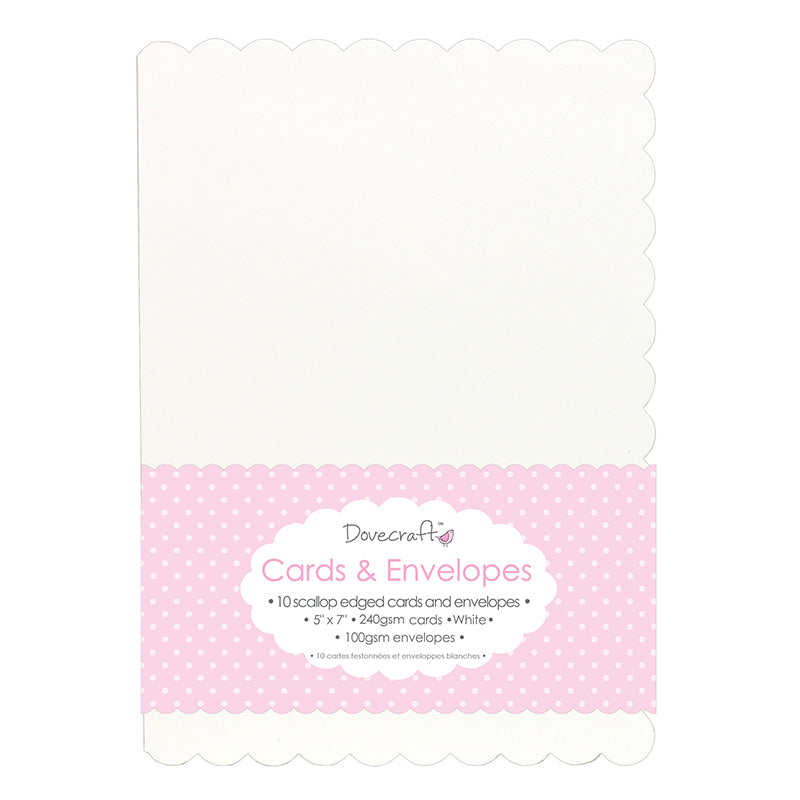 Dovecraft 10 Die Cut Scallop Edged 5x7 Cards & Envelopes