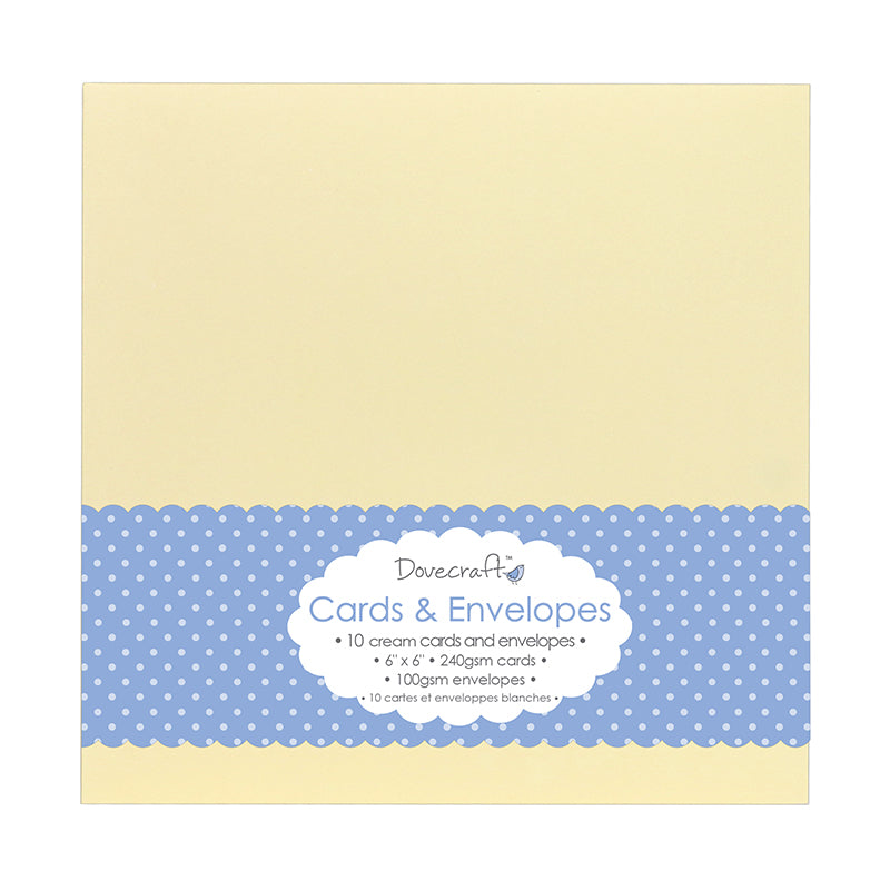 Dovecraft 10 Cream 6x6 Cards & Envelopes