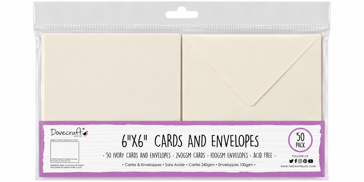 Dovecraft 50 Ivory 6 x 6 inch Cards & Envelopes - 50 Pack