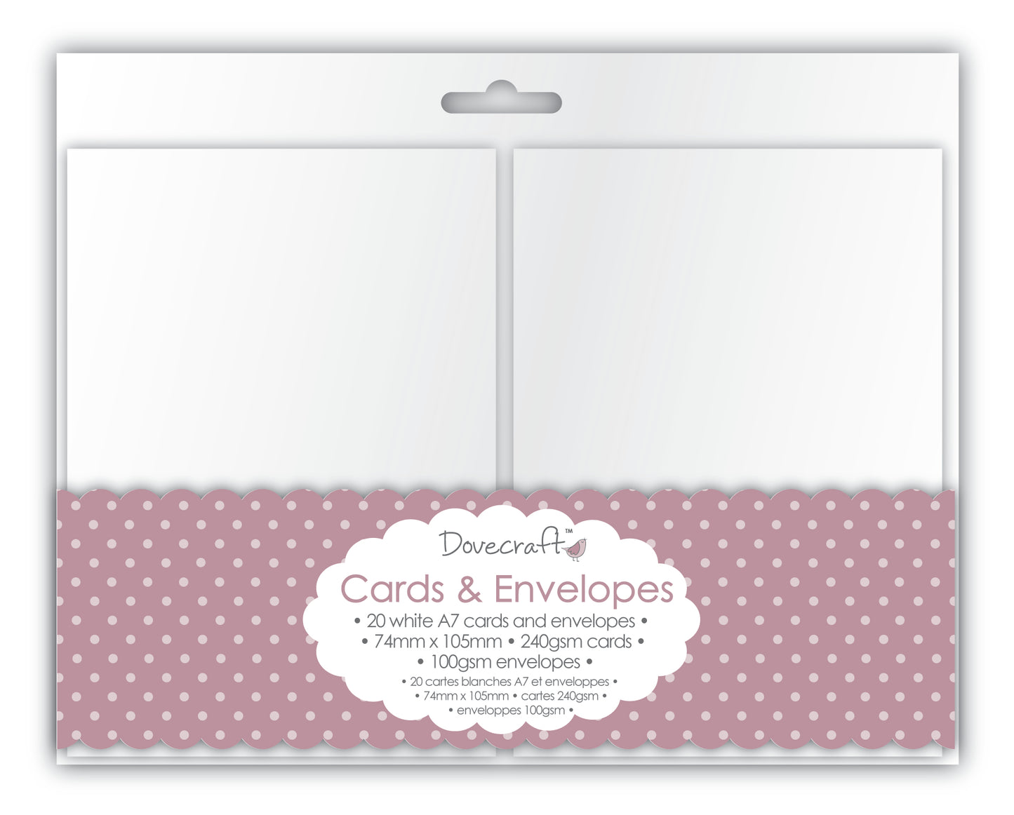 Dovecraft 20 Mini White 74mm x 105mm Cards & Envelopes