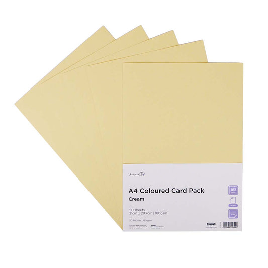 DCCRD008 Dovecraft - A4 Coloured Card Pack - Cream - Product Image 2.jpg