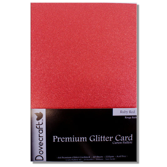 Dovecraft A4 Glitter Card Red - 20 Sheets