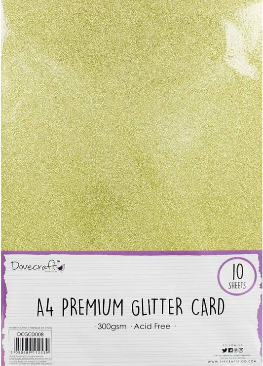 Dovecraft A4 Glitter Card 300gsm 10 Sheets - Gold