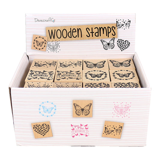 Dovecraft Wooden Stamp CDU – Butterflies 48 pcs