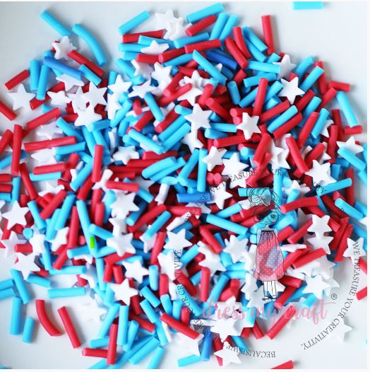 Dress My Crafts Shaker Elements 8gm-American Flag Star Mix