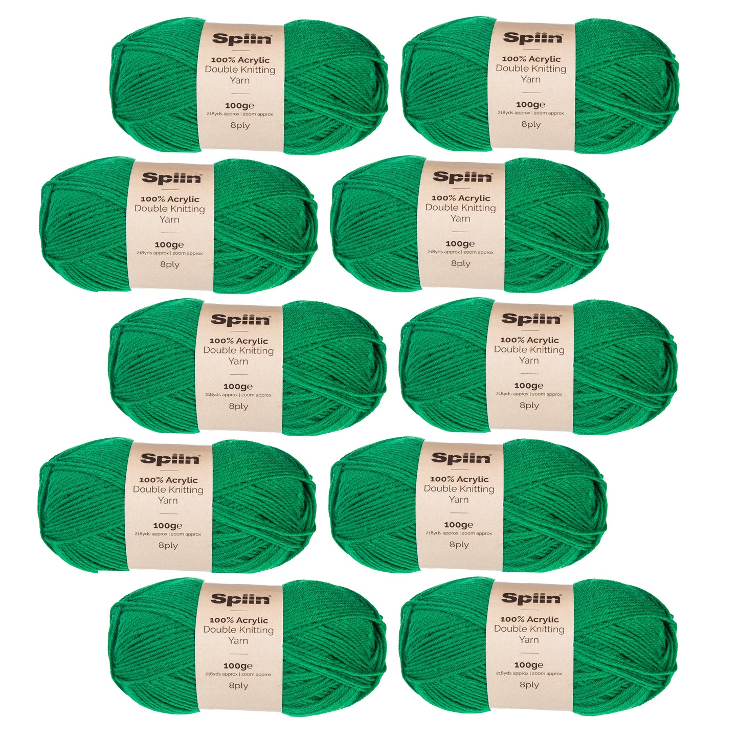 Spiin High Quality Double Knit Yarn - 10x100g Balls Emerald