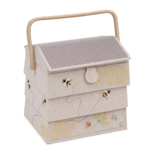 Large Sewing Basket / Box with Drawer - BEE HIVE - HobbyGift Premium